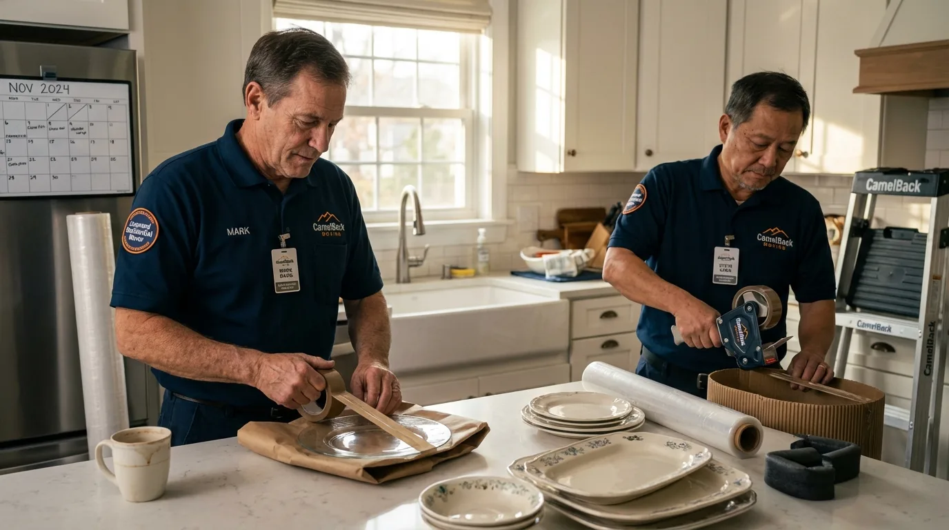 Professional crew packing kitchen dishware in Dumas, AR